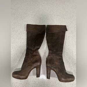 Frye Liv Cuff Brown Leather Tall Boots 8
